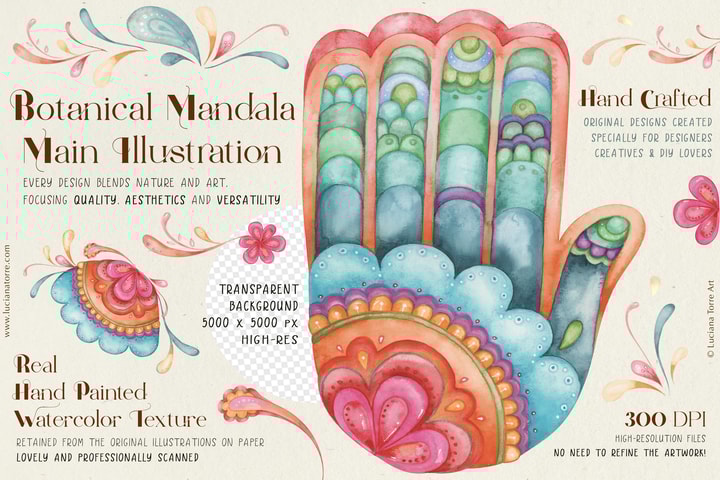 botanical motifs and floral clip art to sell POD products online