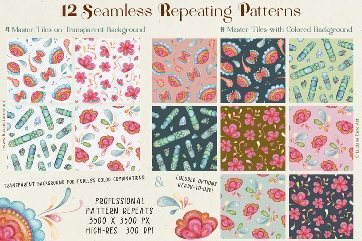 botanical patterns and floral clip art to sell on spoonflower
