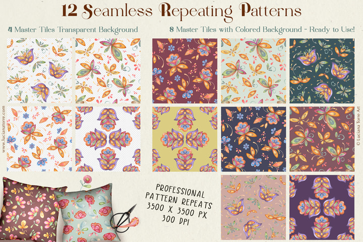 botanical prints and floral patterns for selling fabrics on spoonflower