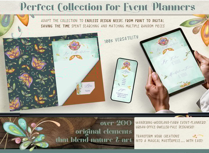 Watercolor floral illustrations and botanical patterns clip art set